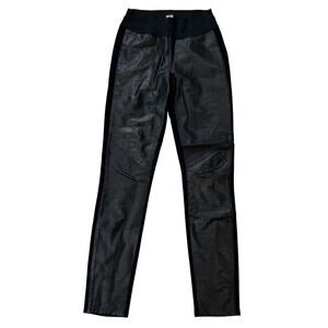 Paige Paloma Black Lambskin Leather Ponte Leggings Medium Goth Punk